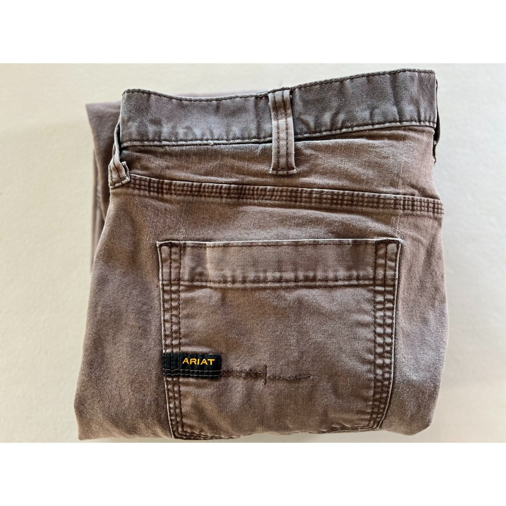 Ariat Rebar M4 Relaxed Straight Mens Work Pants 36x32 (fits 34x29) Brown Canvas